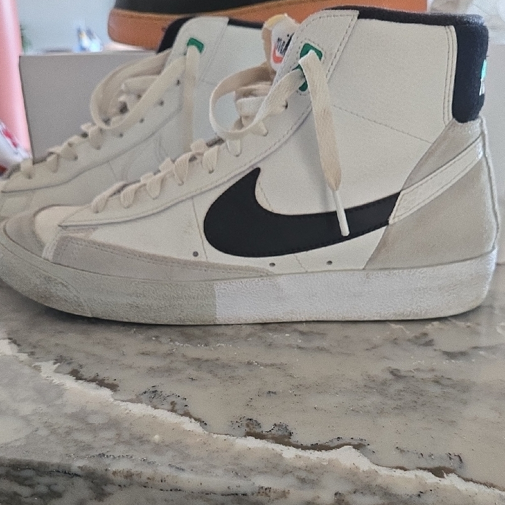 Nike BLAZERS High-Top Sneakers in Cream and Black